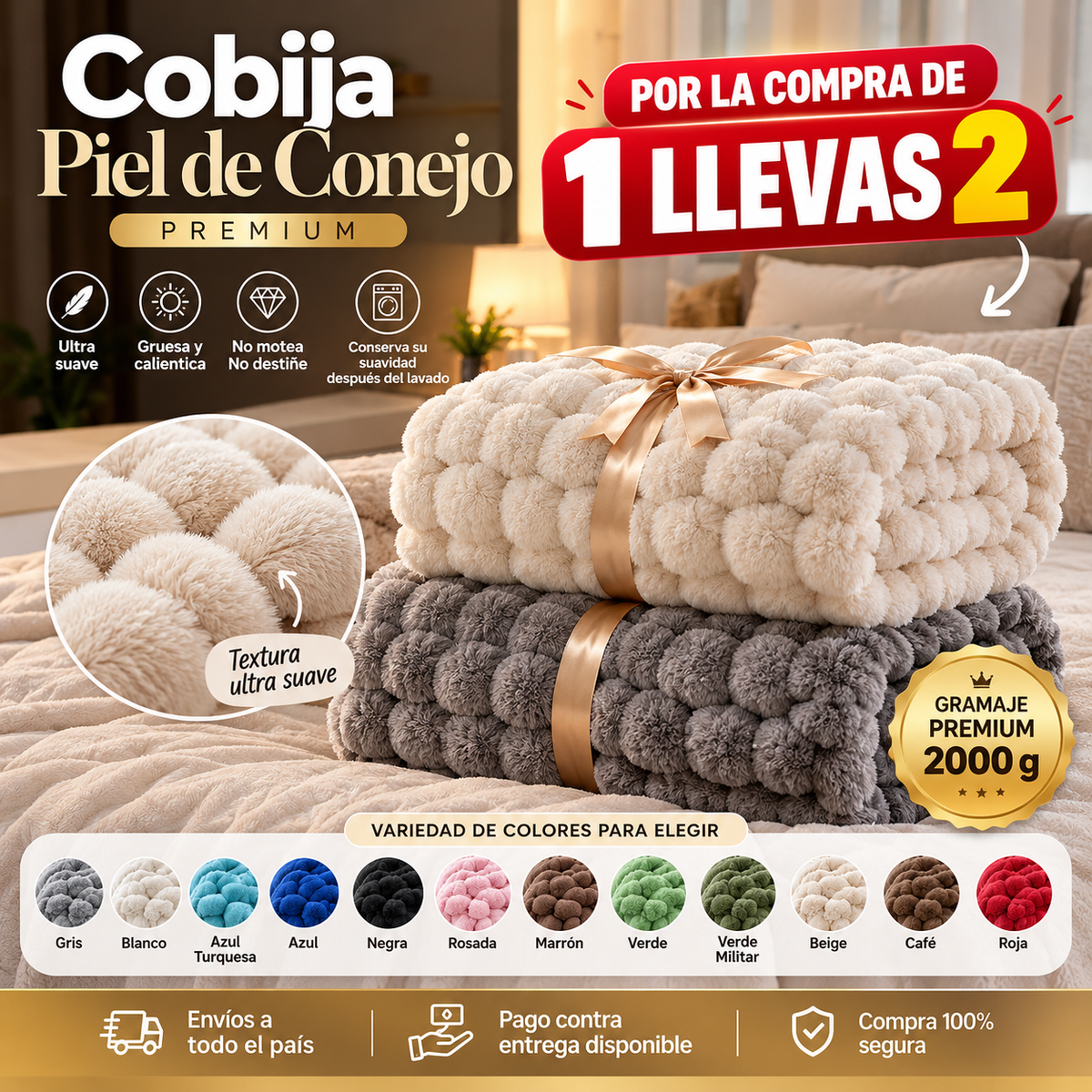 COBIJA PIEL DE CONEJO 2000gr