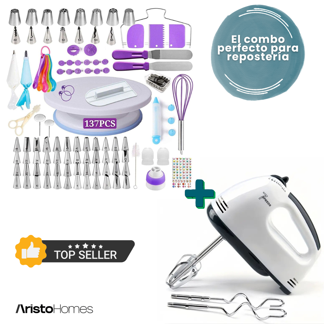 🎂Kit Repostería 137 Pz + Batidora