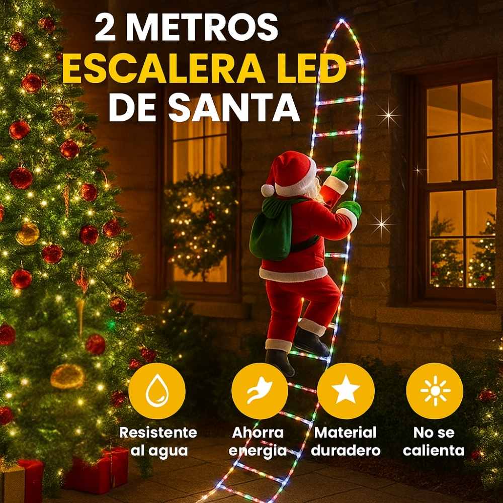 🎅Papá Noel con Escalera de Luces LED 💫