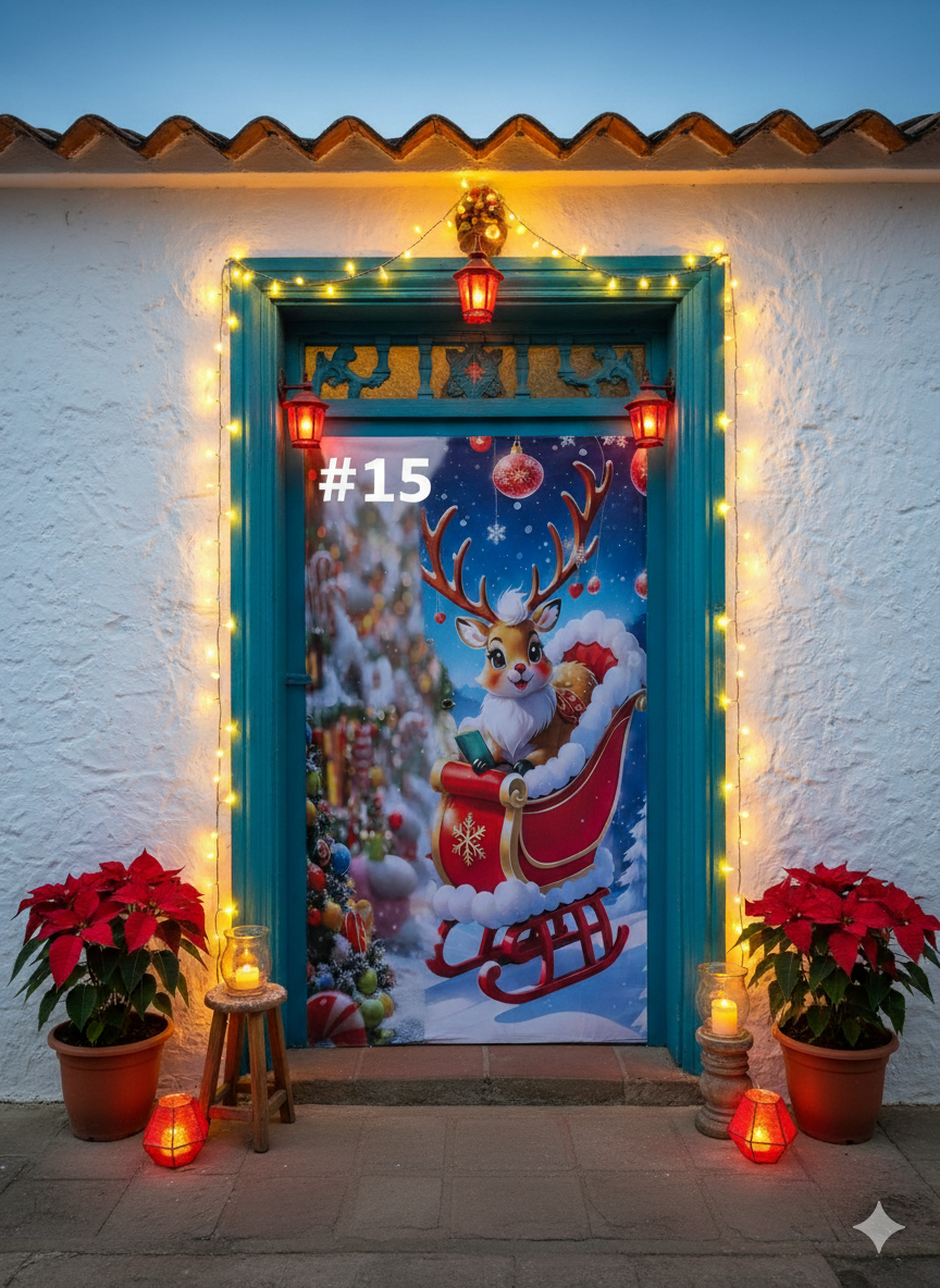 Funda Navideña para Puerta 🎄✨Transforma tu entrada en segundos