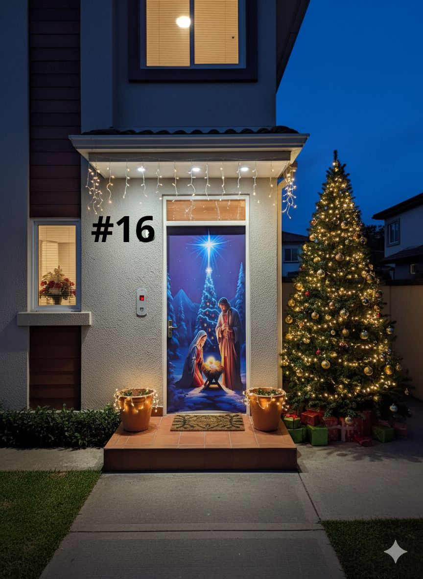 Funda Navideña para Puerta 🎄✨Transforma tu entrada en segundos