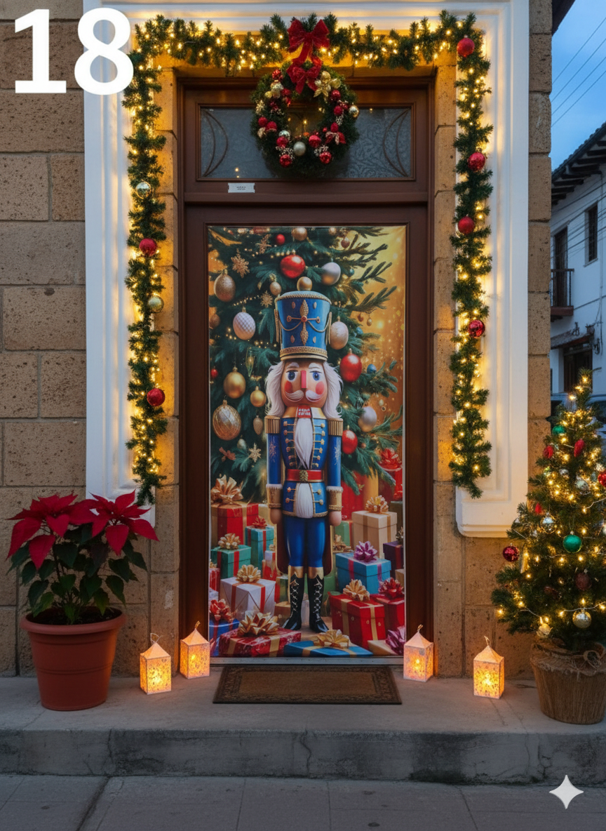 Funda Navideña para Puerta 🎄✨Transforma tu entrada en segundos