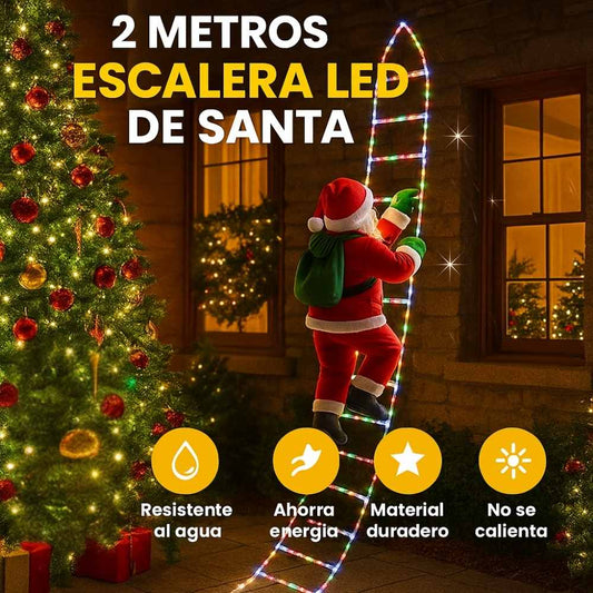 🎅Papá Noel con Escalera de Luces LED 💫