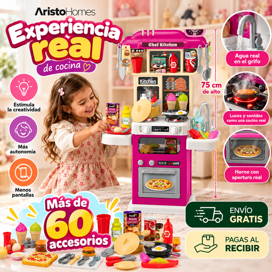 La cocina que soñaste de niña: Diversión real con agua vapor y luces.