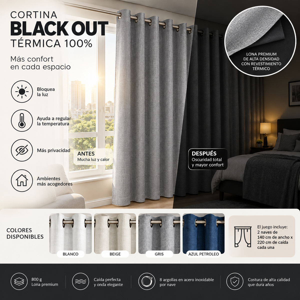 CORTINA BLACKOUT ANTILUZ TERMICA