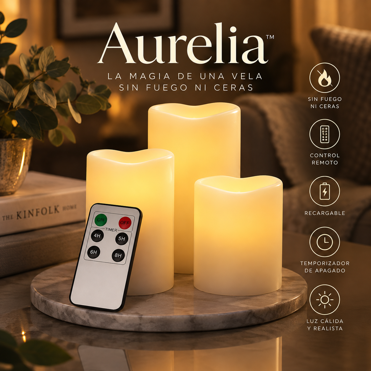 Velas Navideñas Decorativas Luz Led x3