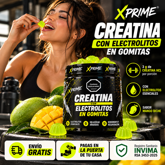 XPRIME® Creatina + Electrolitos.  Sabor Mango Biche
