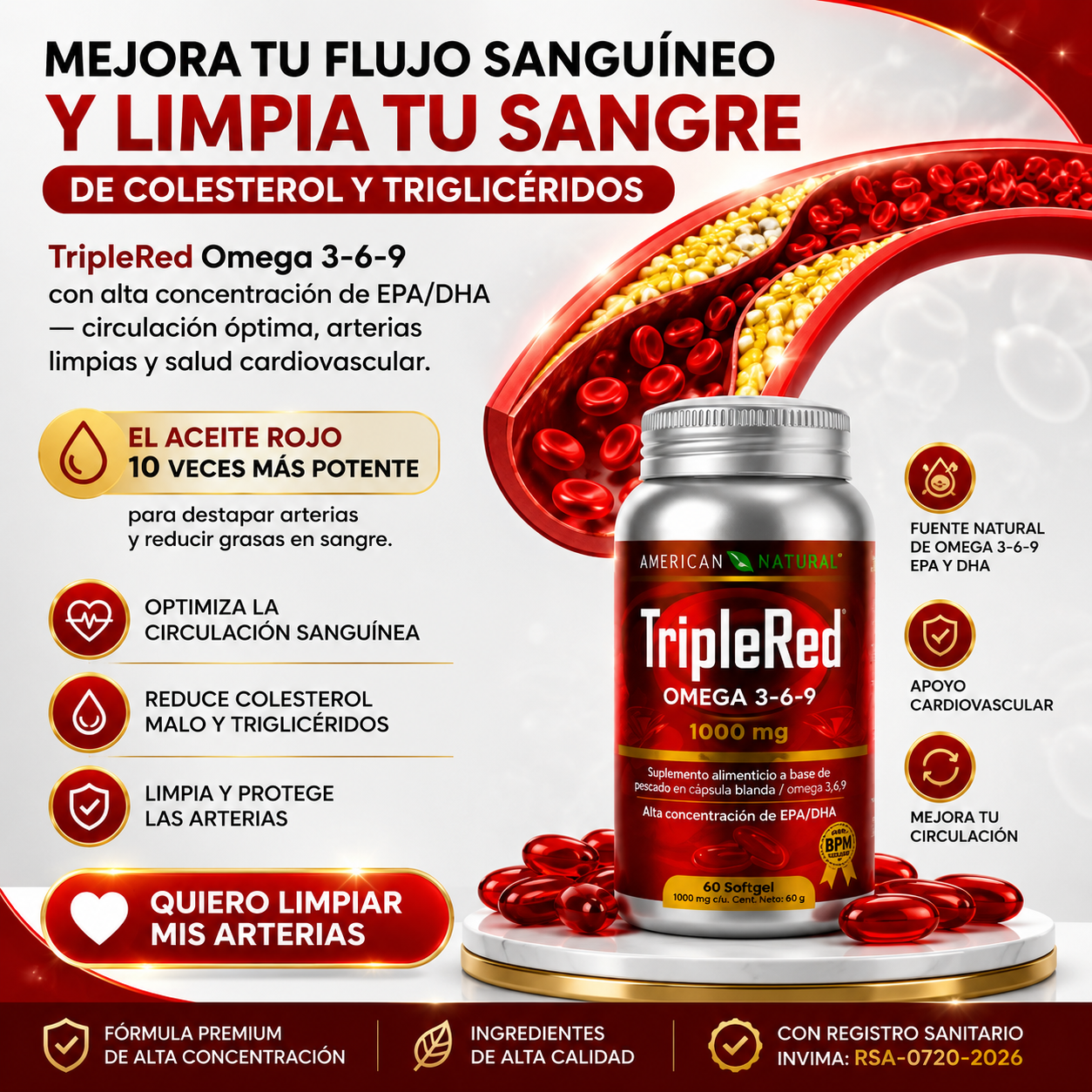 Triple Red Omega Premium❤️Más bienestar para tu corazón y circulación
