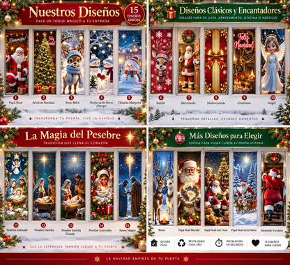 Funda Navideña para Puerta 🎄✨Transforma tu entrada en segundos
